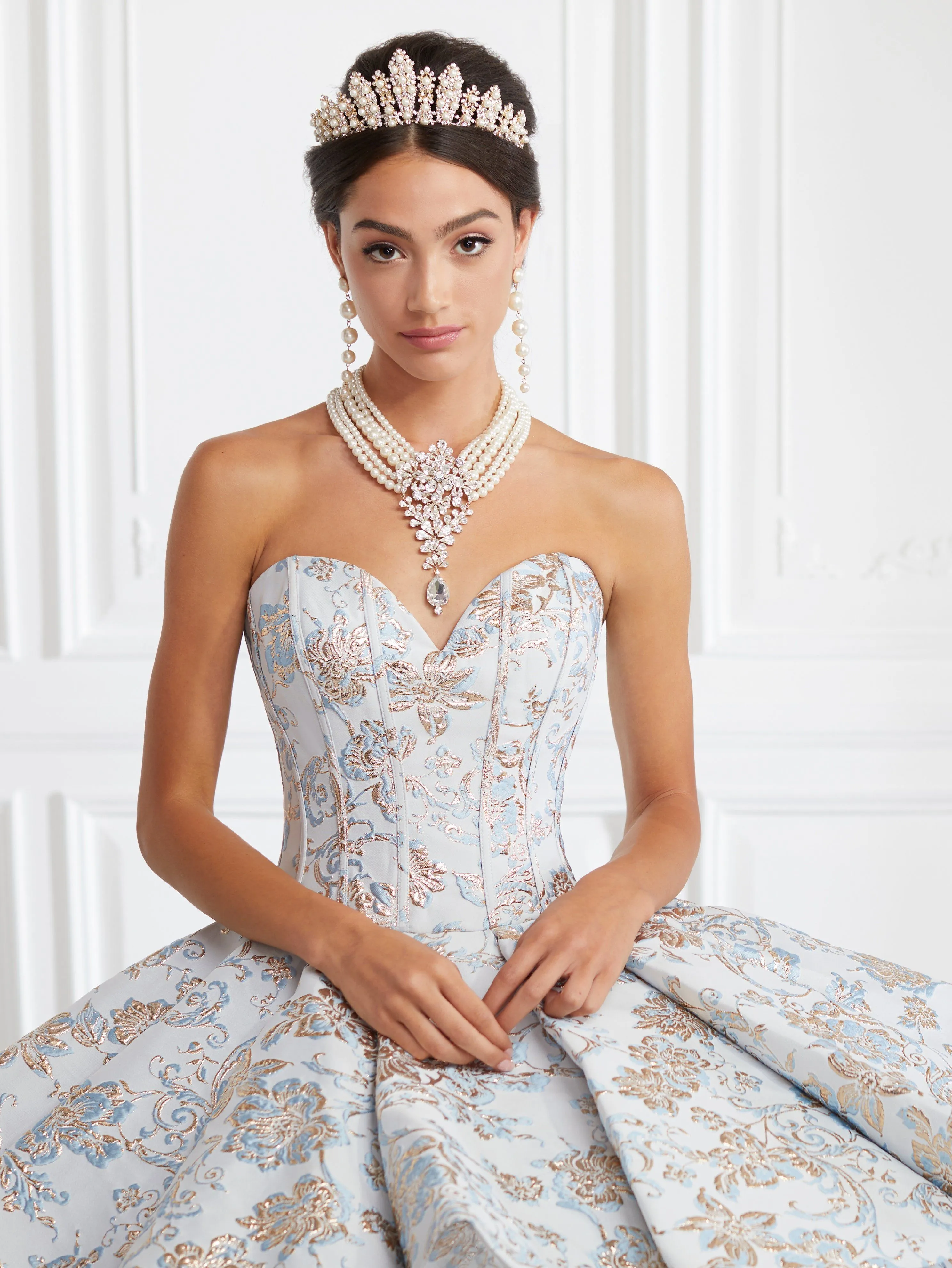 2 Piece Strapless Floral Print Quinceanera Dress by House of Wu 26947