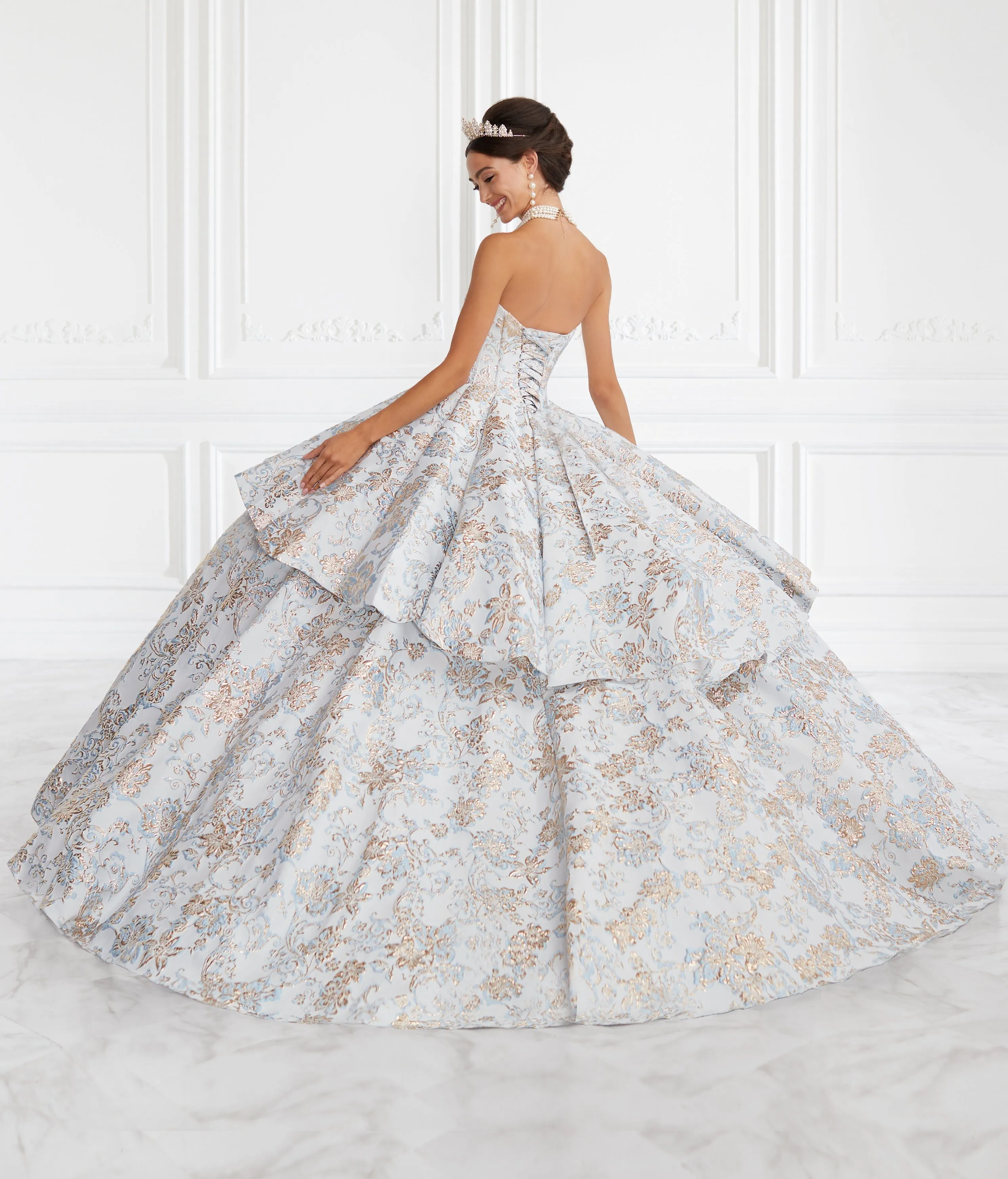 2 Piece Strapless Floral Print Quinceanera Dress by House of Wu 26947