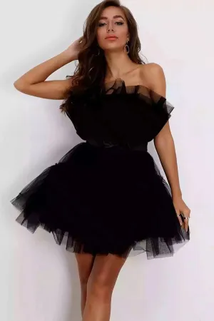 A Line Strapless Black Homecoming Dress