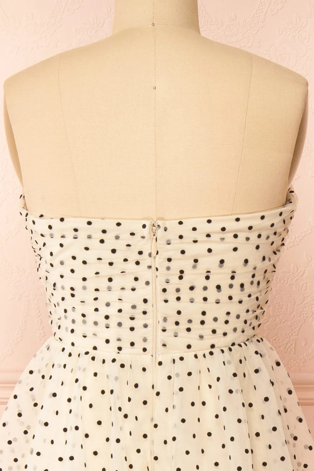 Abbie | Cream Tulle Maxi Dress w/ Polka Dots