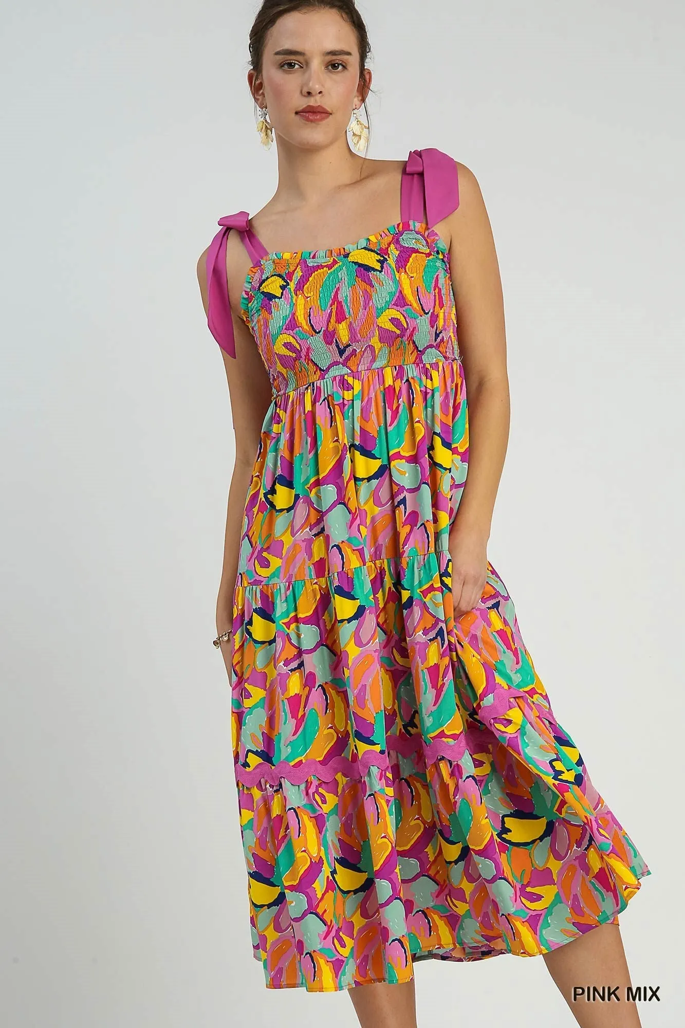 Abstract Ric Rac Trim Maxi Dress