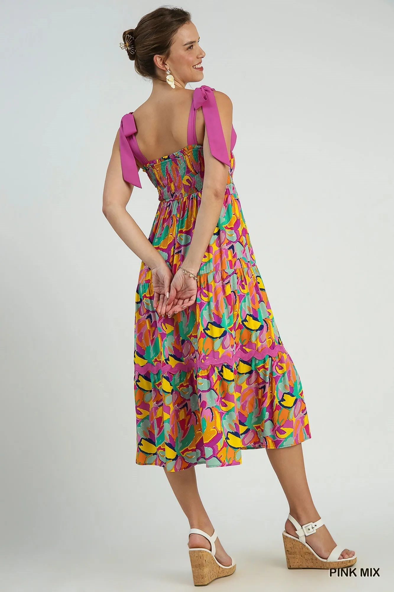 Abstract Ric Rac Trim Maxi Dress