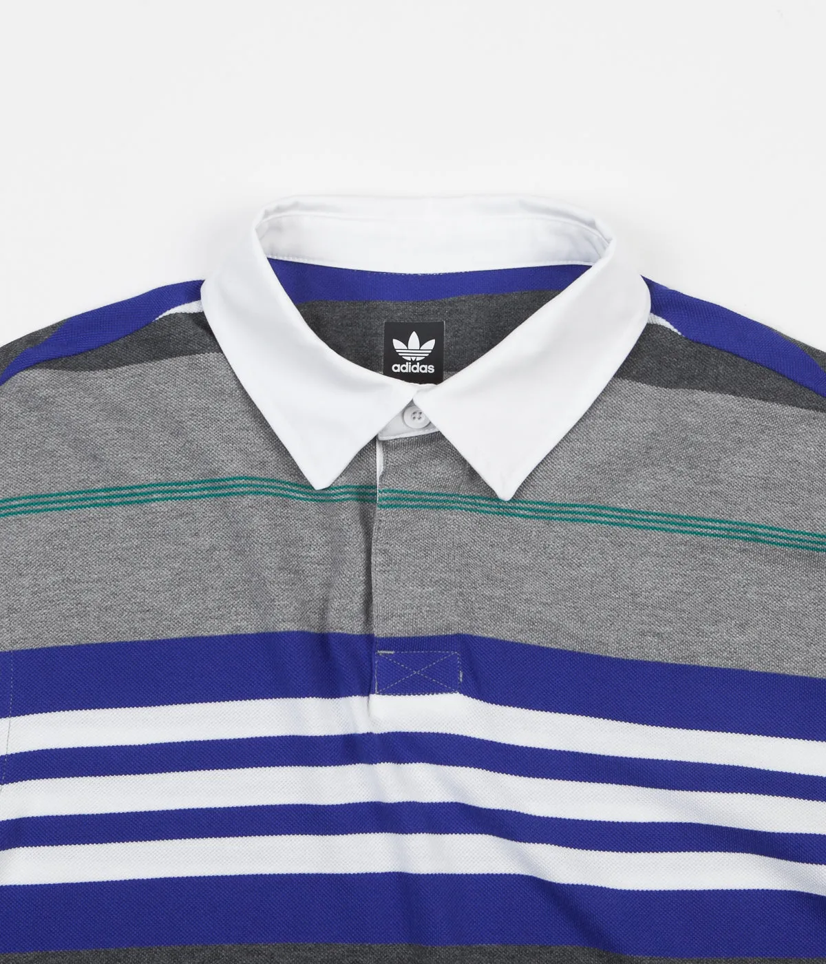 Adidas Cleland Polo Shirt - Core Heather / Active Blue / Active Green