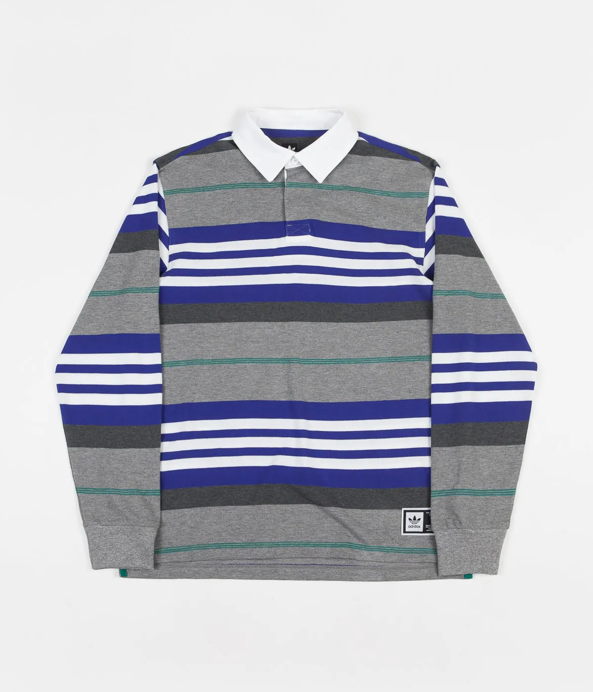 Adidas Cleland Polo Shirt - Core Heather / Active Blue / Active Green