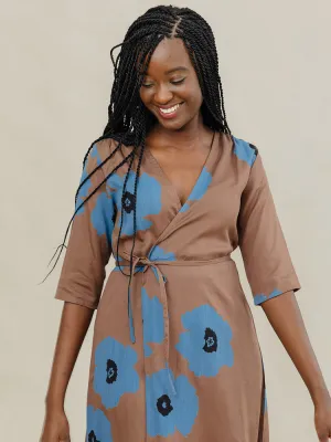 Aditi Wrap Dress - Dark Oak