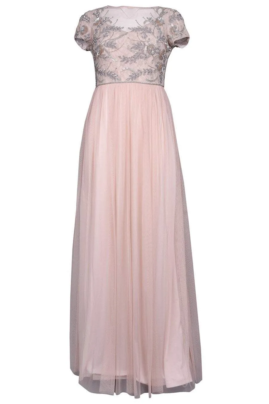 Adrianna Papell - AP1E202874 Embellished Illusion Tulle A-line Dress