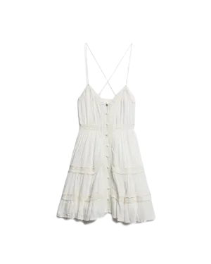 Alana Lace Trim Cami Dress in Off White