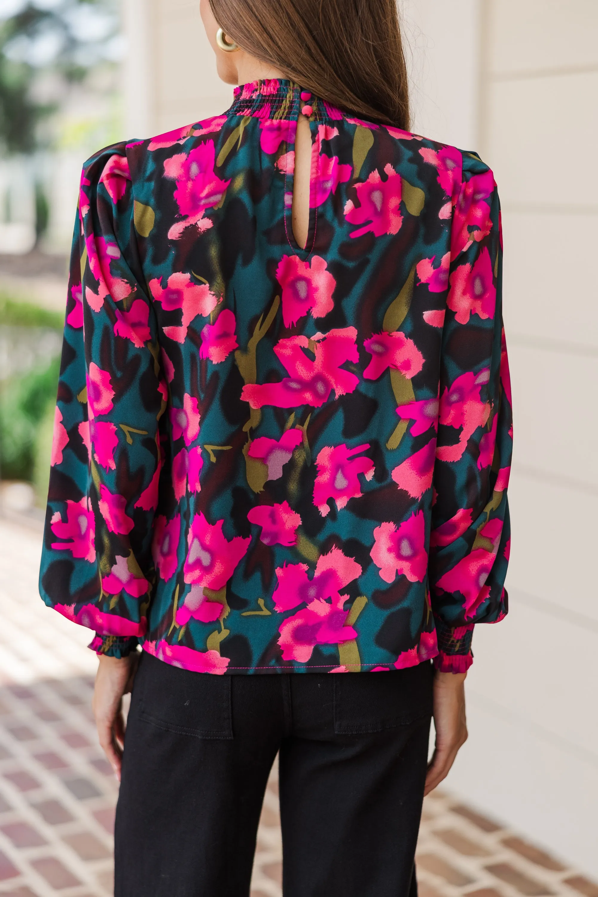 All I Need Emerald Floral Blouse