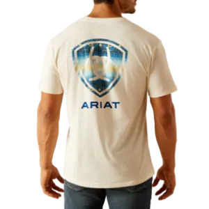 Ariat Men's Aztec Shield Logo T-Shirt in Off White