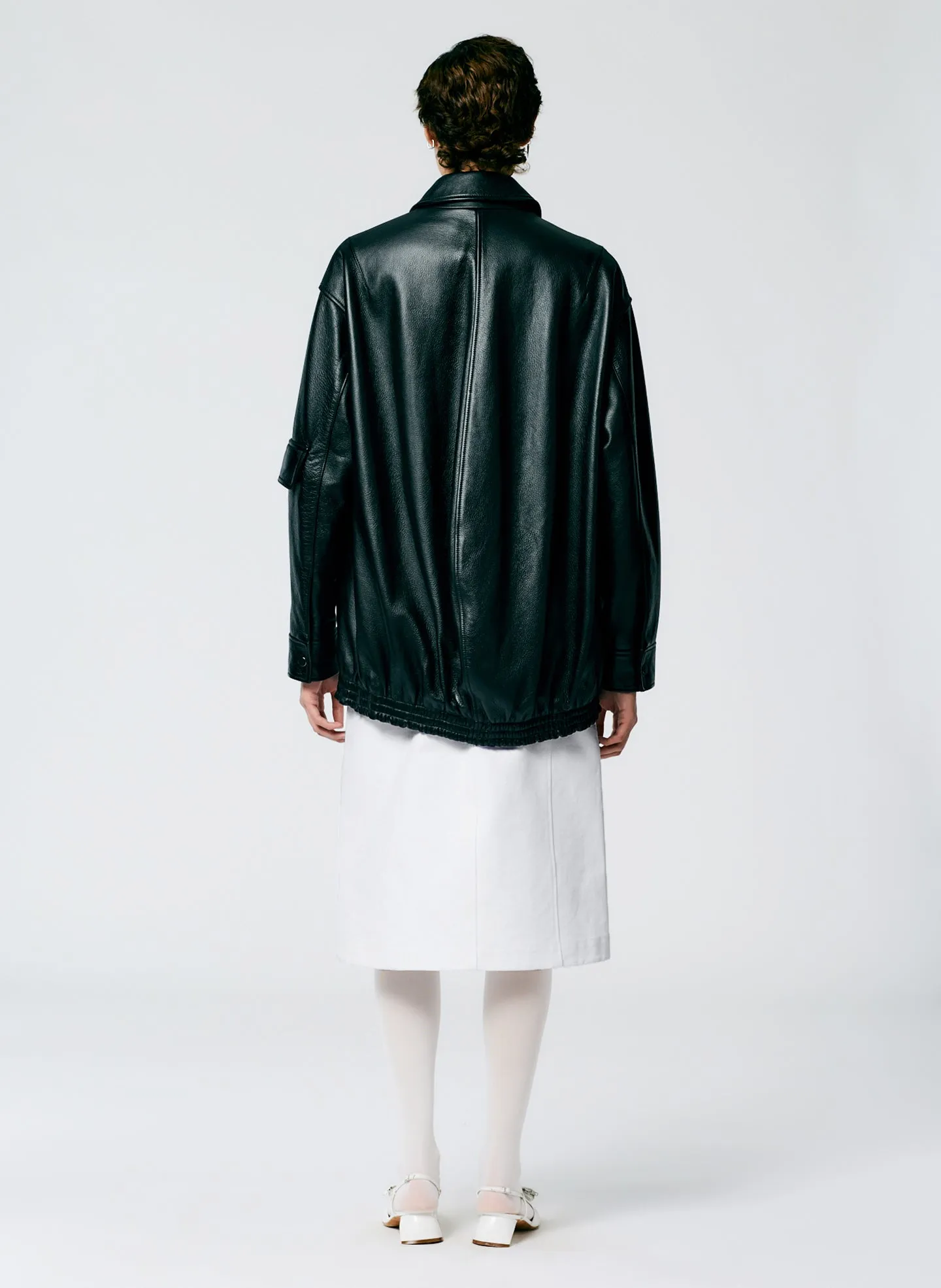 Aviator Leather Oversized Bomber