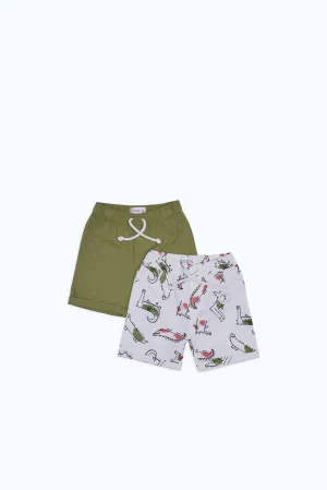 Baby Boys Green And White Short Set (2 Piece)