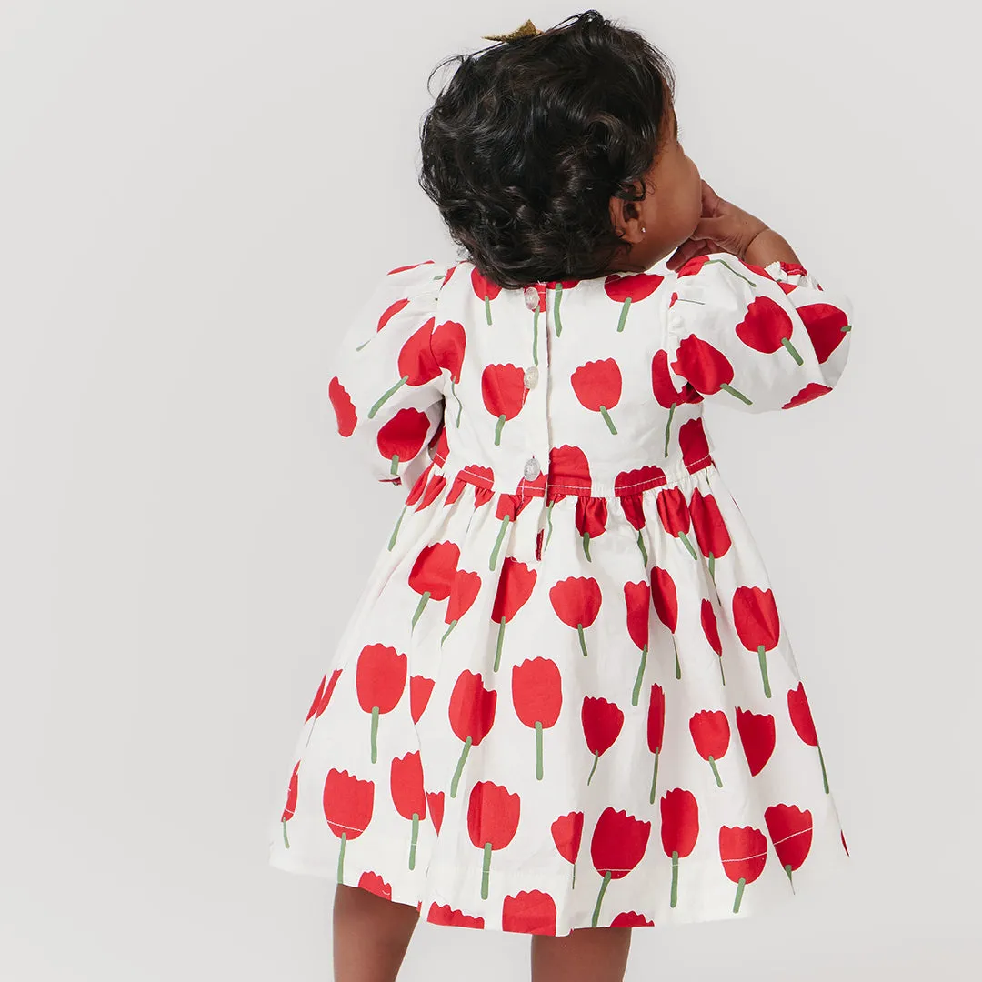 Baby Girls Evelyn Dress Set - Red Tulips