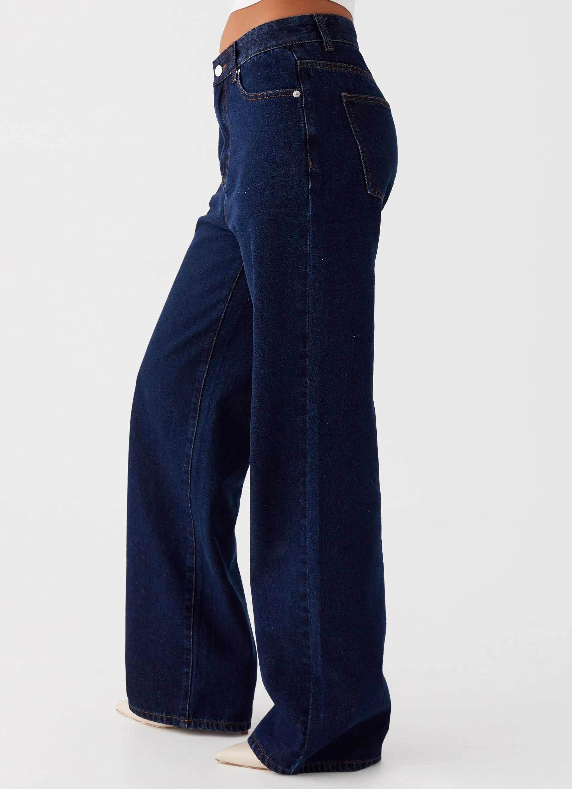 Back Again Straight Leg Denim Jeans - Blue