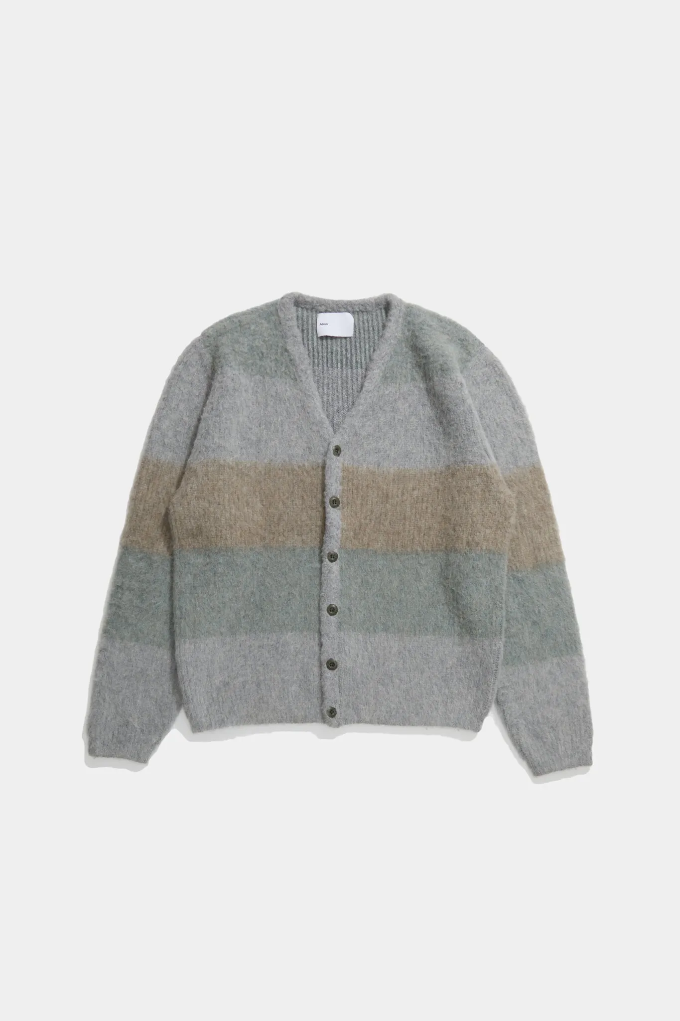 Band Neck Cardigan - Sage Stripe