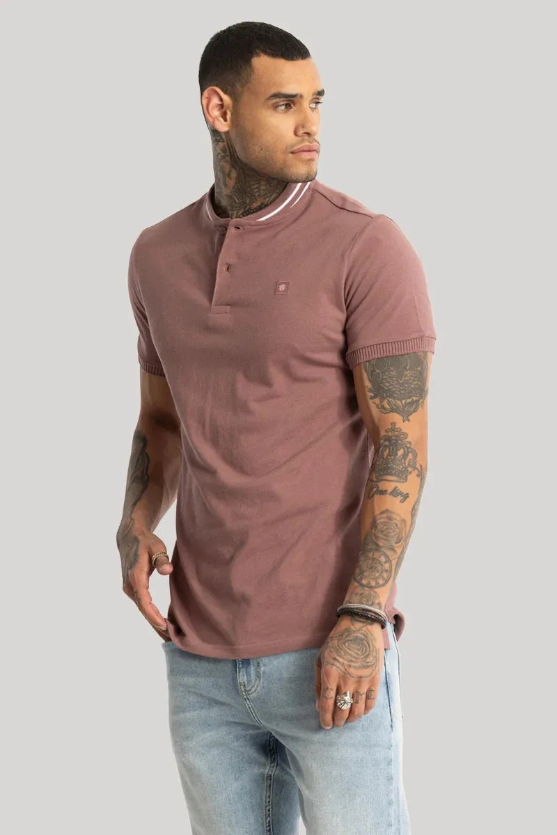 Baseball Collar Light Brown Polo T-Shirt