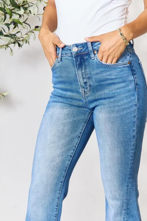 BAYEAS Slit Flare Blue Jeans