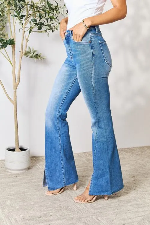 BAYEAS Slit Flare Blue Jeans