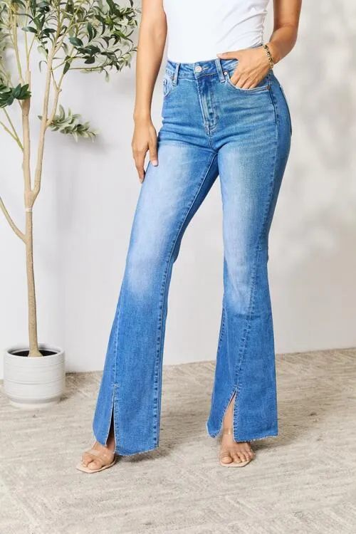 BAYEAS Slit Flare Blue Jeans