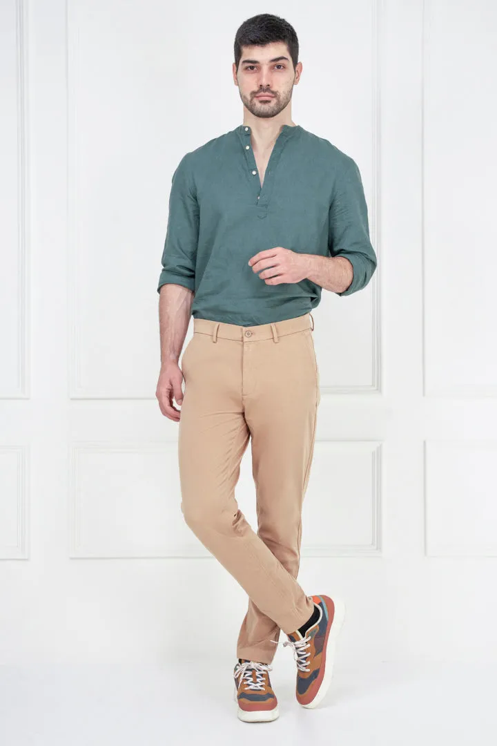 Beige Slim Fit Stretch Chino Pants