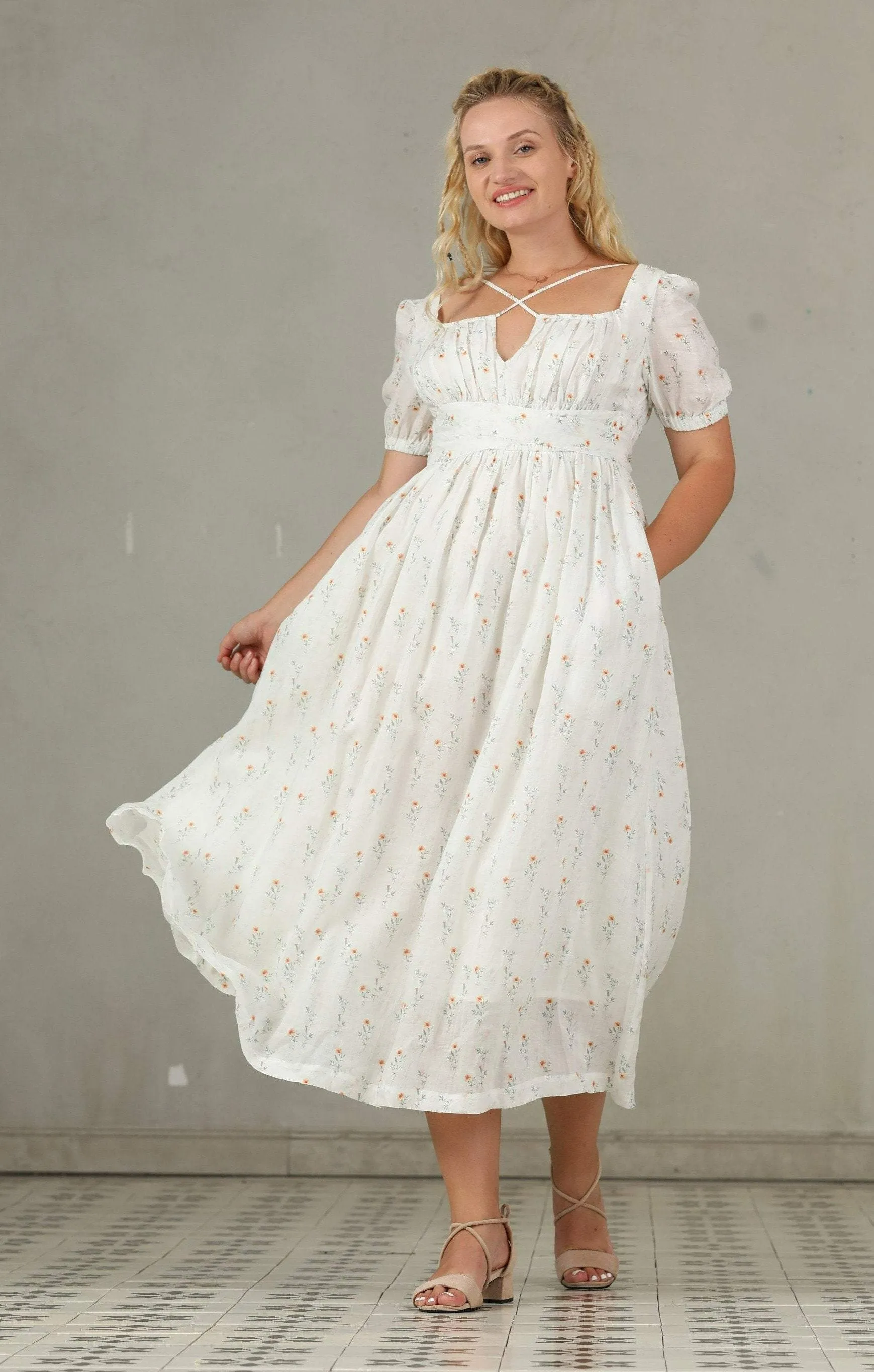 BERGAMOTE 20 |Floral Linen Dress