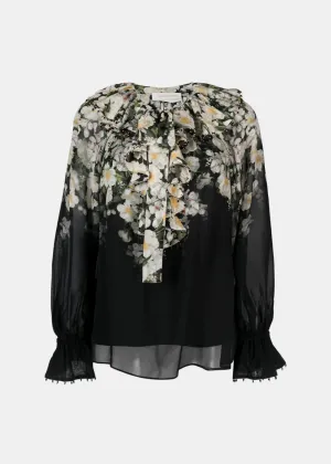 Black Coaster Frill Blouse