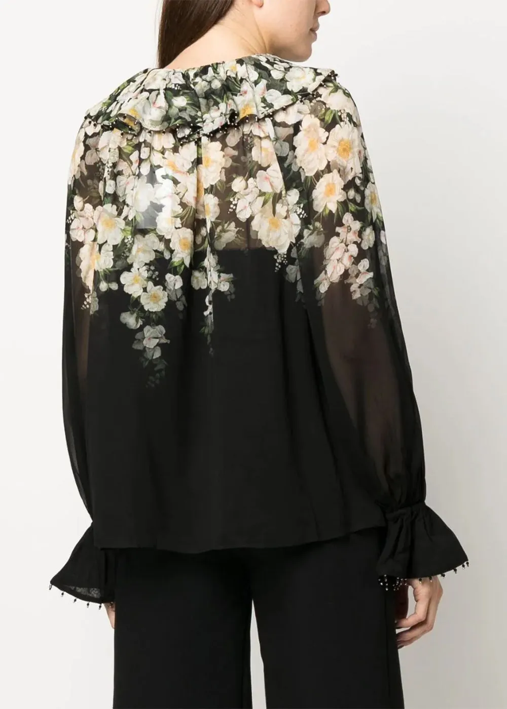 Black Coaster Frill Blouse