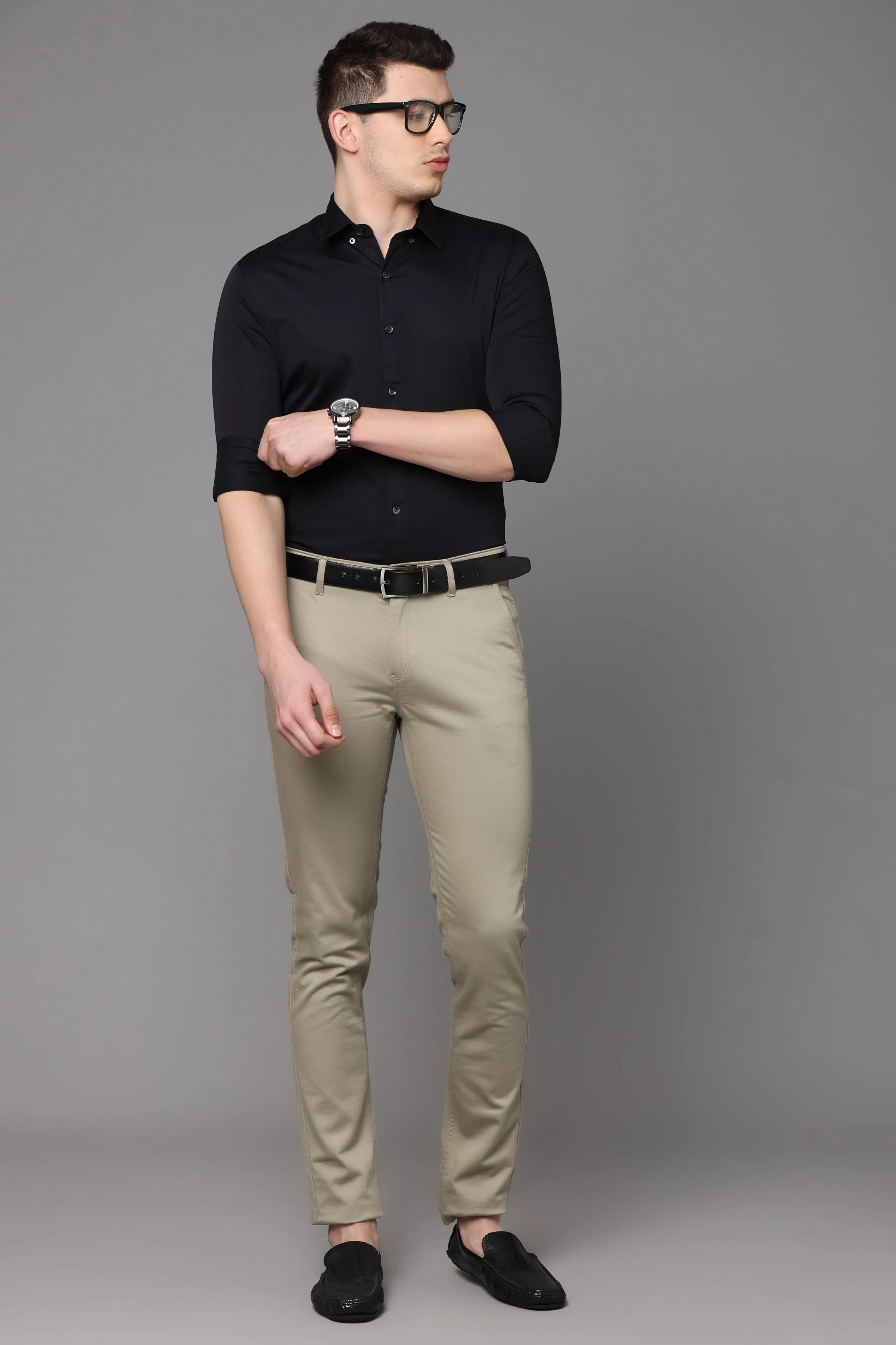 Black Plain Slim Fit Shirt