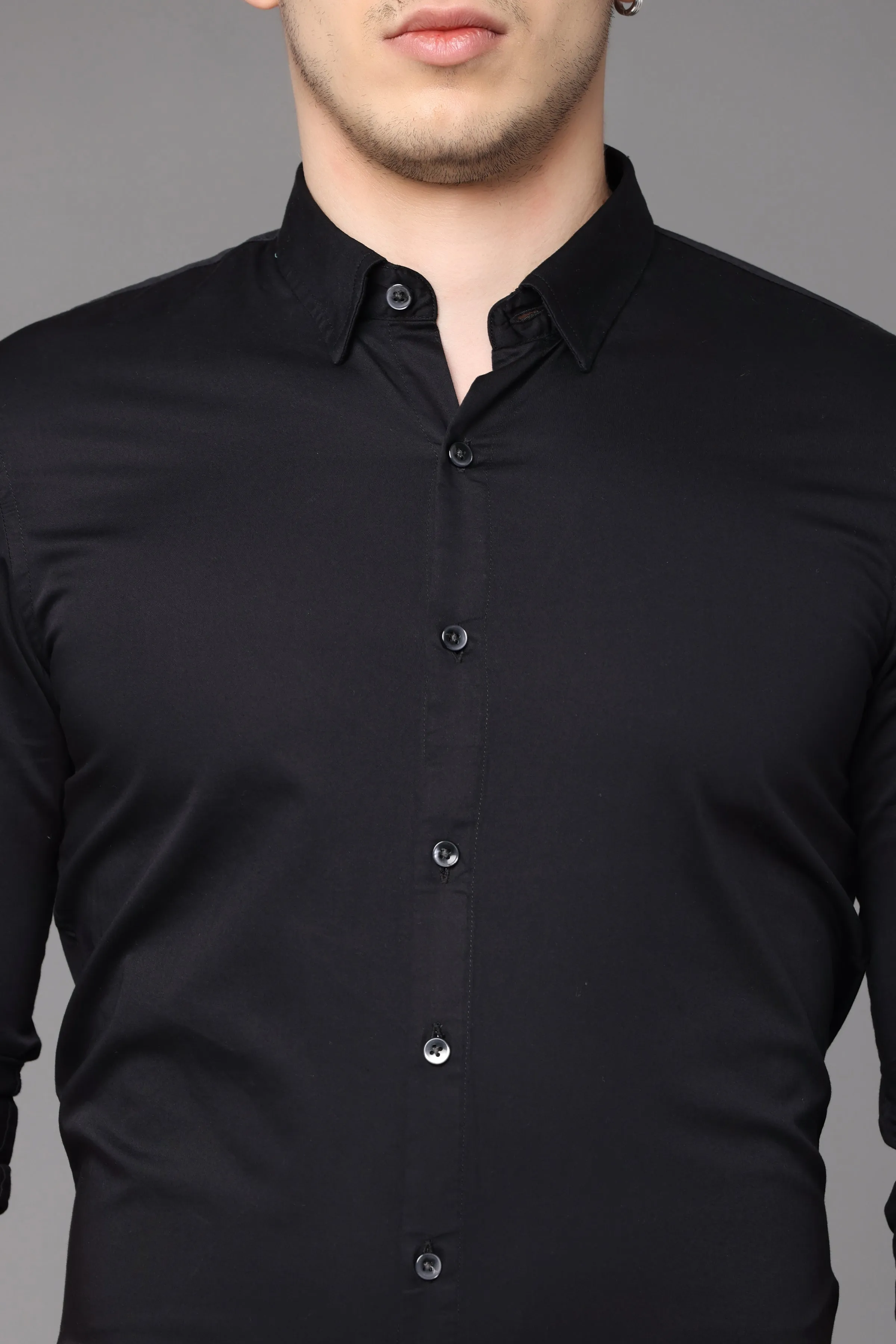 Black Plain Slim Fit Shirt