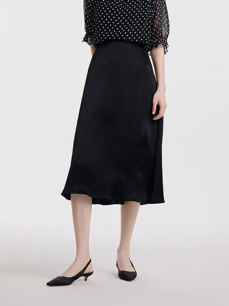 Black Triacetate A-line Women Skirt