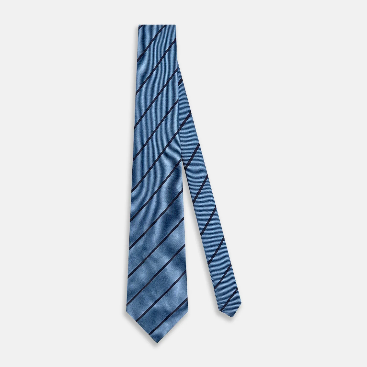 Blue and Navy Blazer Stripe Silk Tie