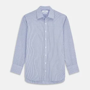 Blue and Navy Halo Stripe Cotton Regular Fit Mayfair Shirt