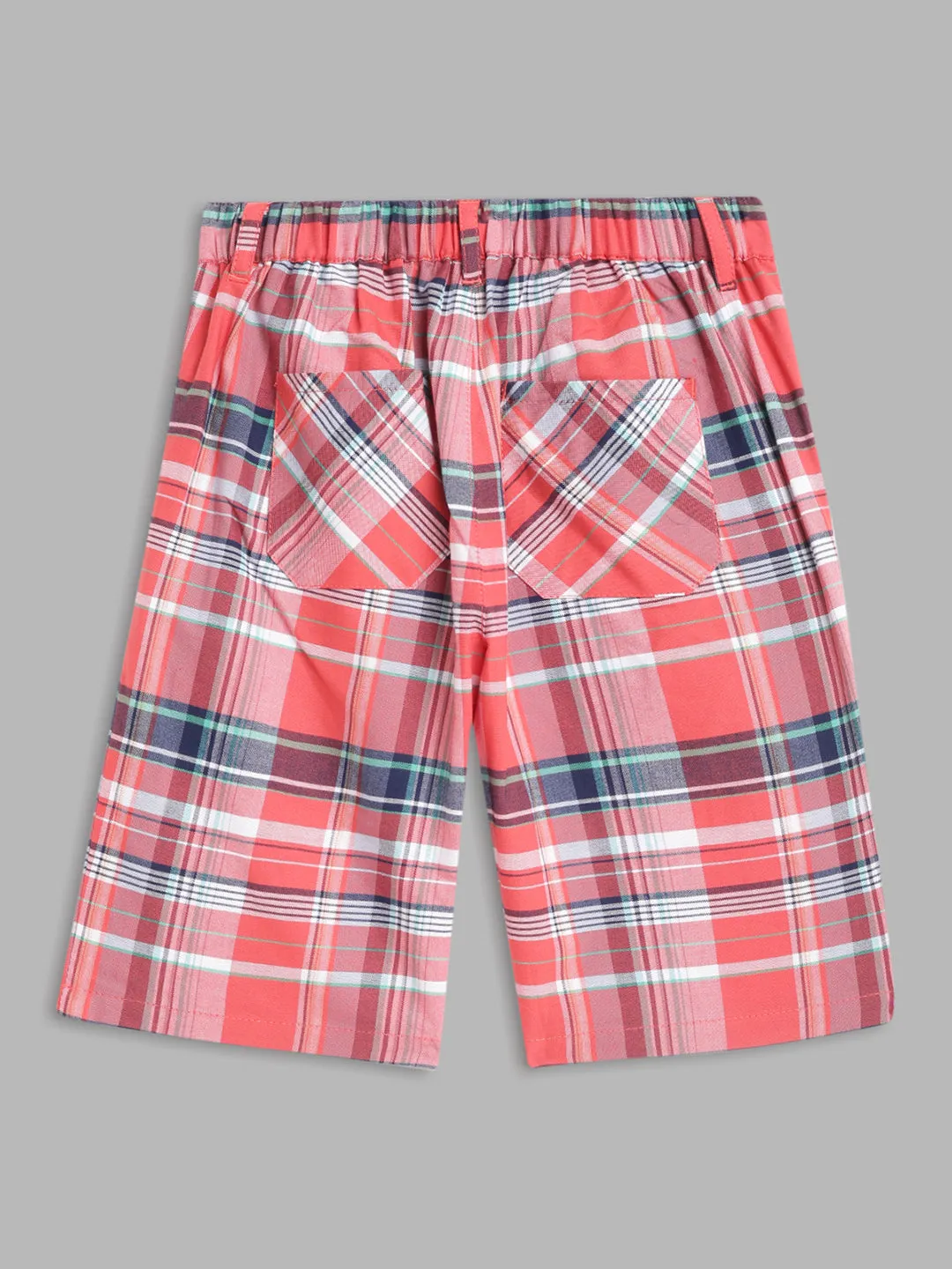 Blue Giraffe Boys Multi Checked Regular Fit Shorts