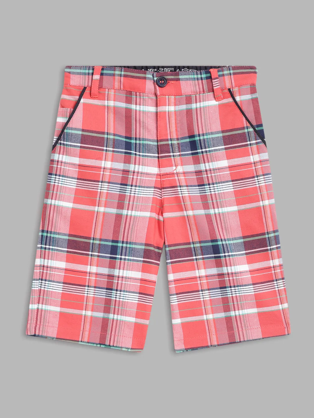 Blue Giraffe Boys Multi Checked Regular Fit Shorts