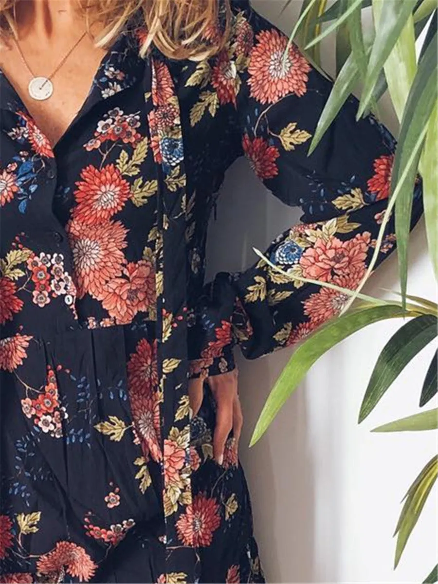 Bohemian Casual Loose Floral Long Dress