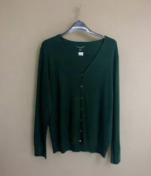 Bottle Green V Neck Button Cardigan