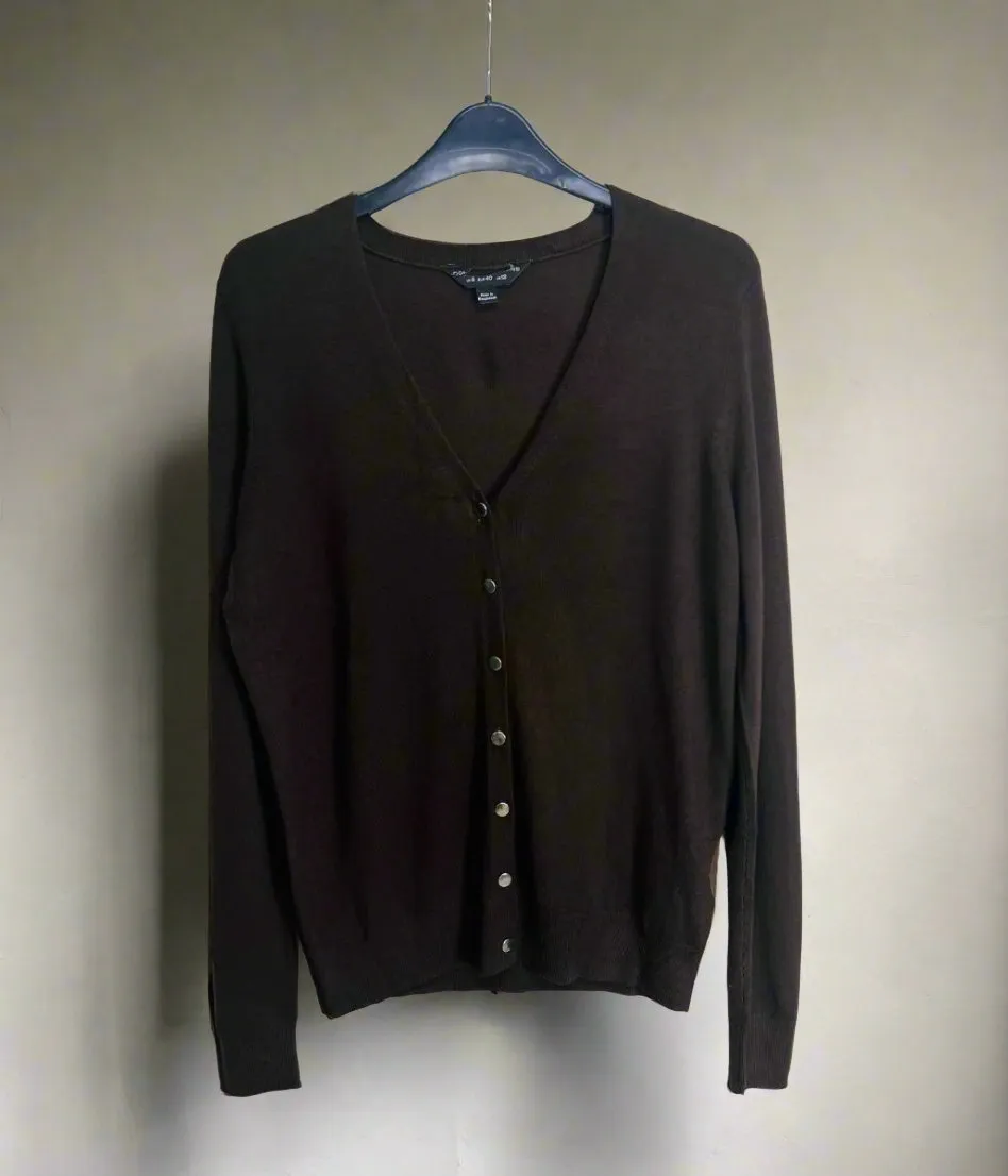 Brown V Neck Button Cardigan