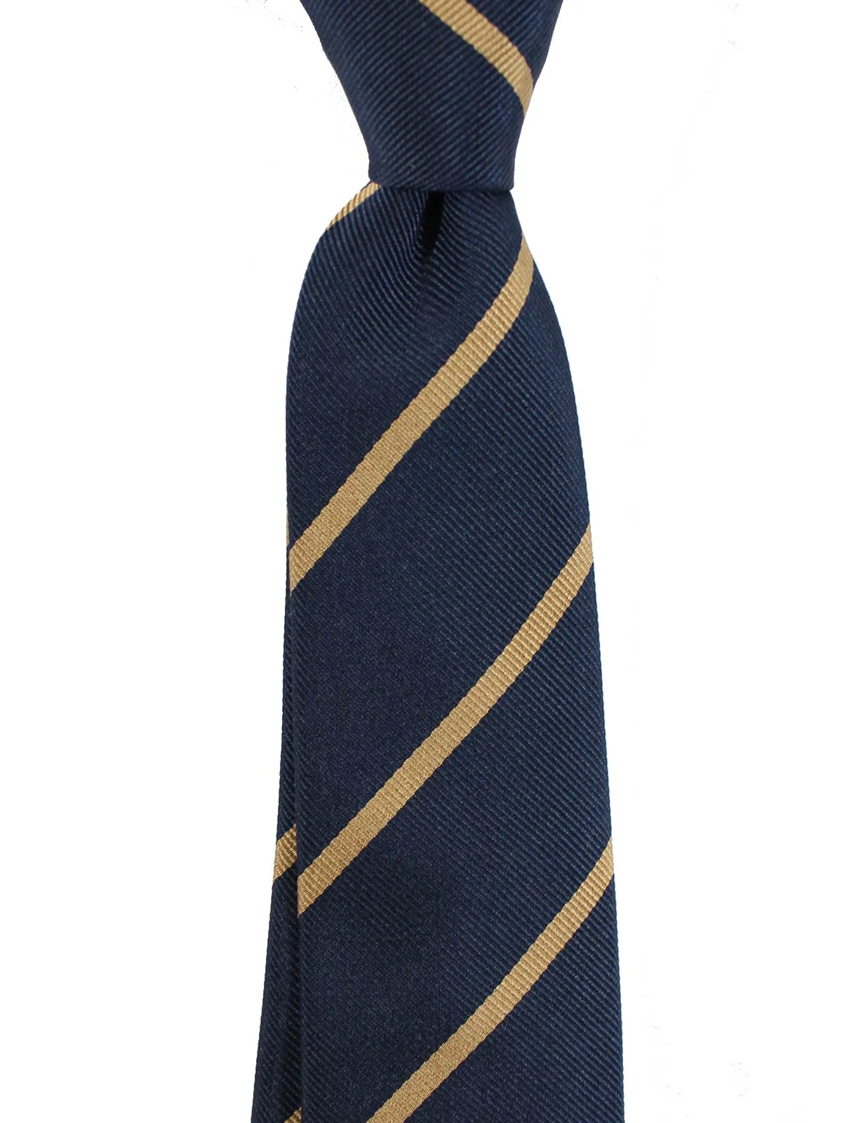 Brunello Cucinelli Silk Tie Navy Taupe Regimental Stripes