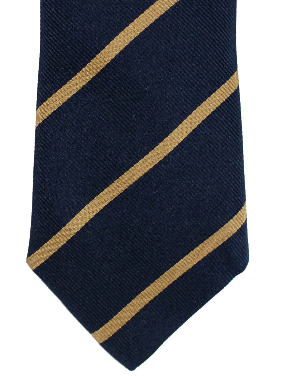 Brunello Cucinelli Silk Tie Navy Taupe Regimental Stripes