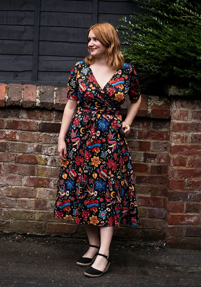 Burchett Tattoos Print Midi Dress