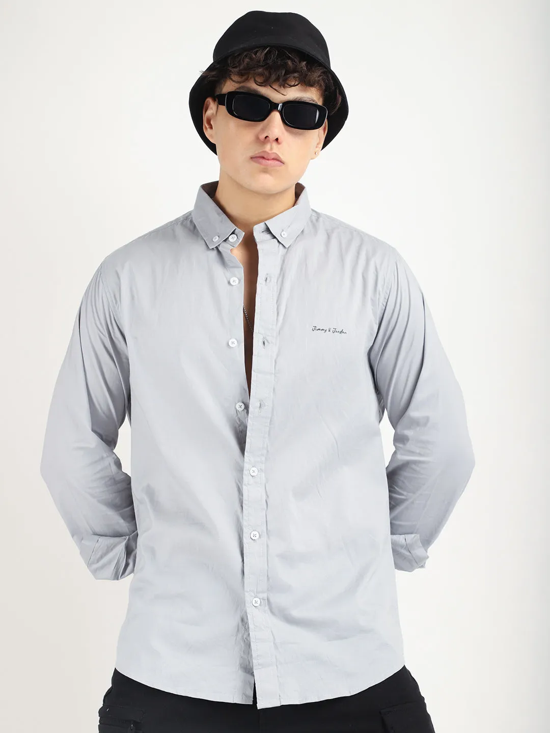 Calista Grey Mandarin Shirt