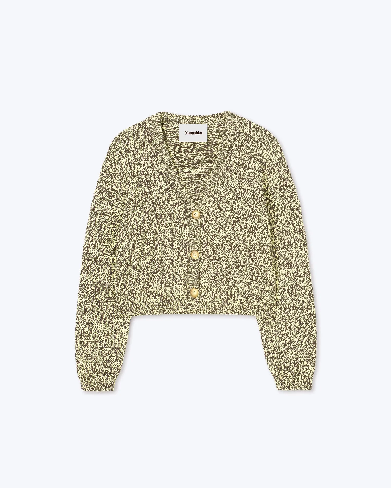 Caliz - Sale Cropped Mouliné Cardigan - Graphic Lime