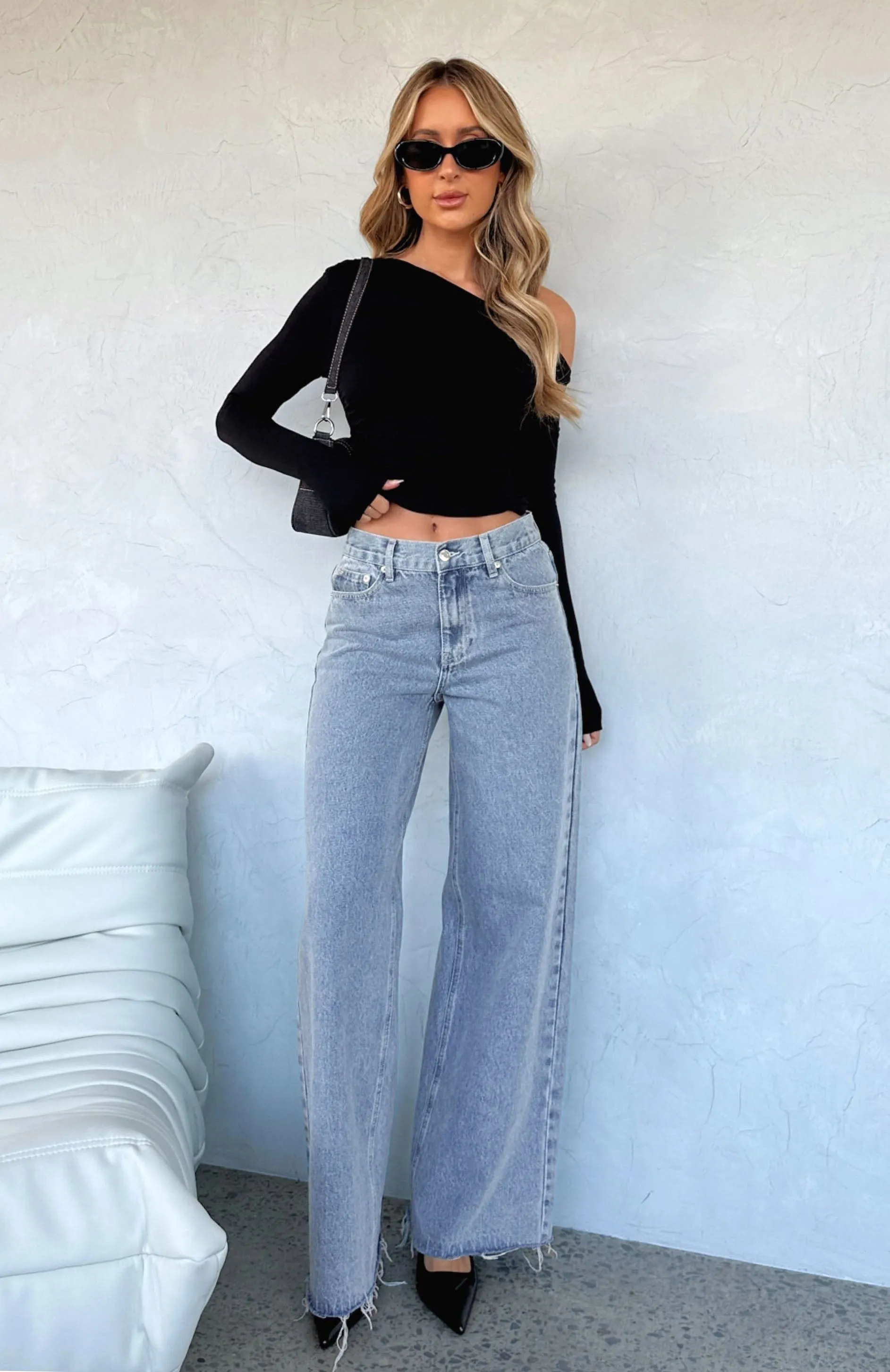 Call You Mine Mid Rise Wide Leg Jeans Mid Blue