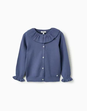 Cardigan with Ruffles for Girls, Blue