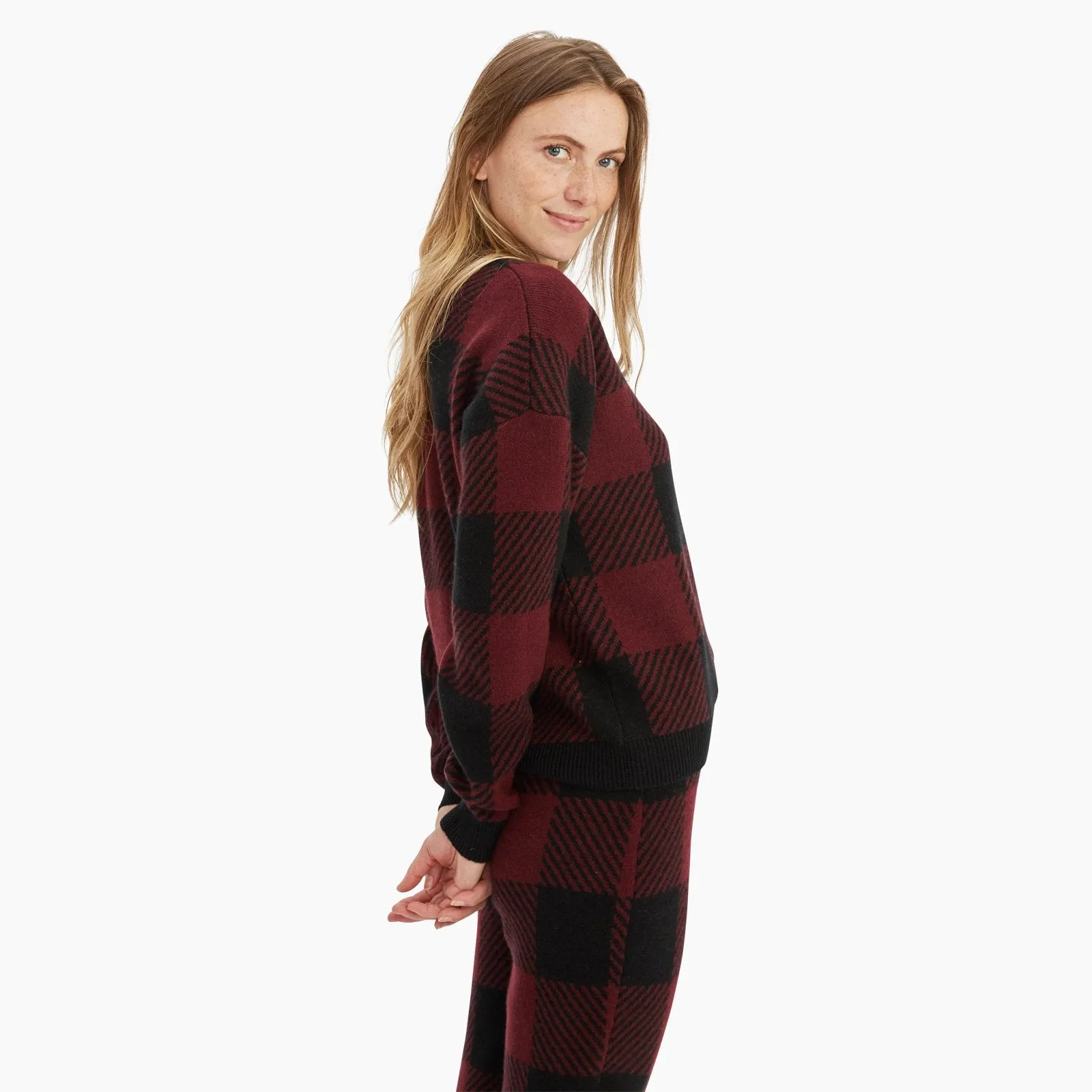 Cashmere Plaid Matchback Crew