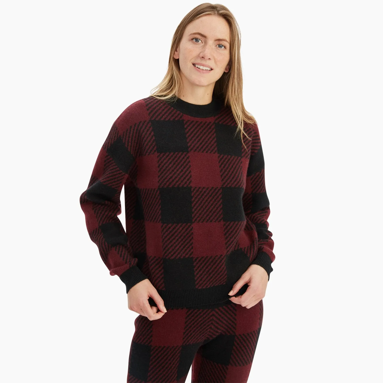 Cashmere Plaid Matchback Crew