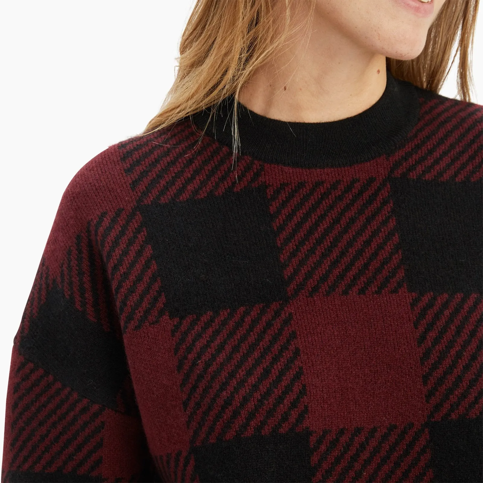 Cashmere Plaid Matchback Crew