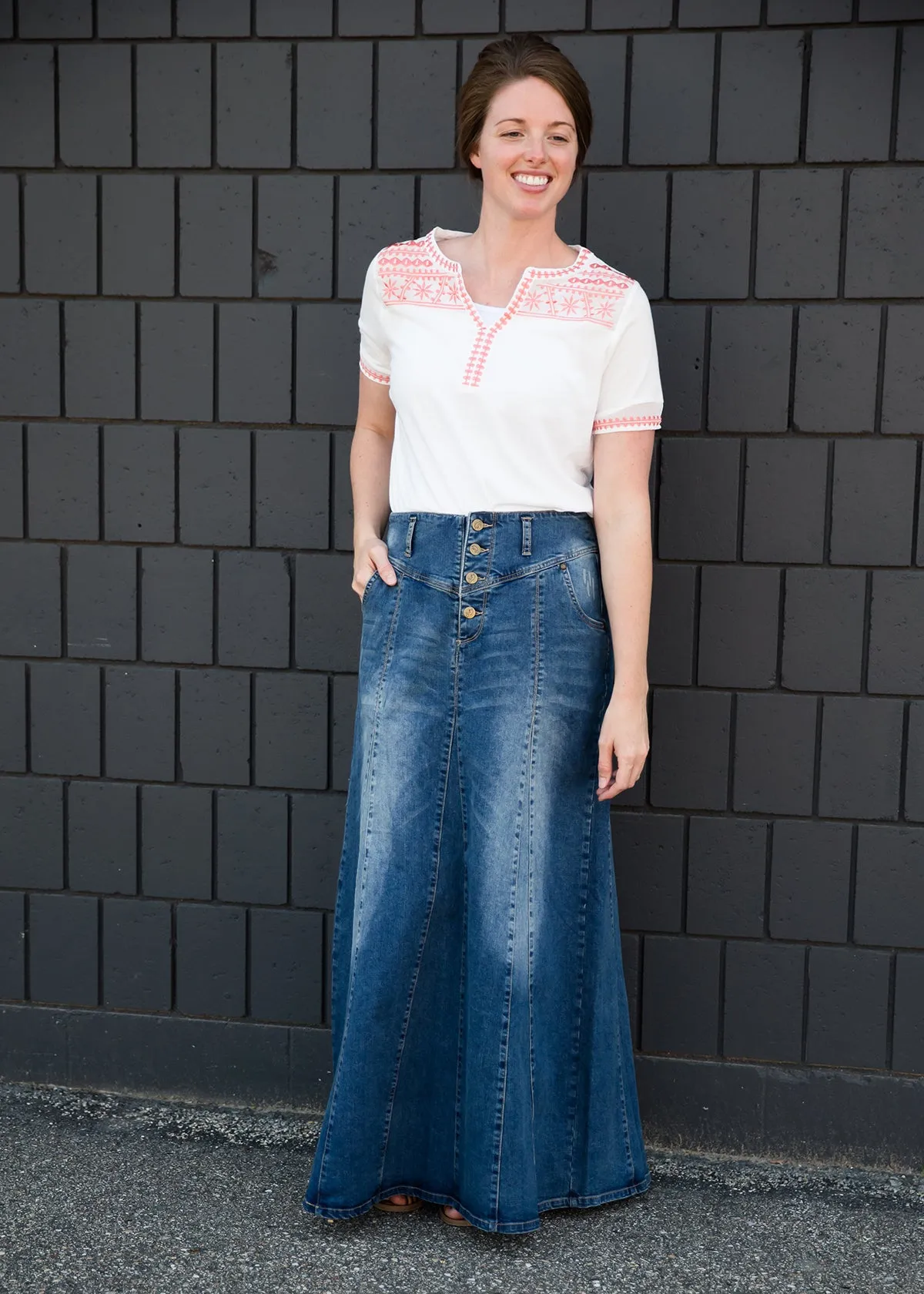 Casual A-Line Jean Skirt