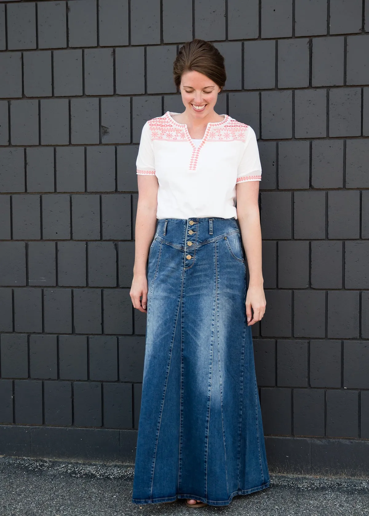 Casual A-Line Jean Skirt