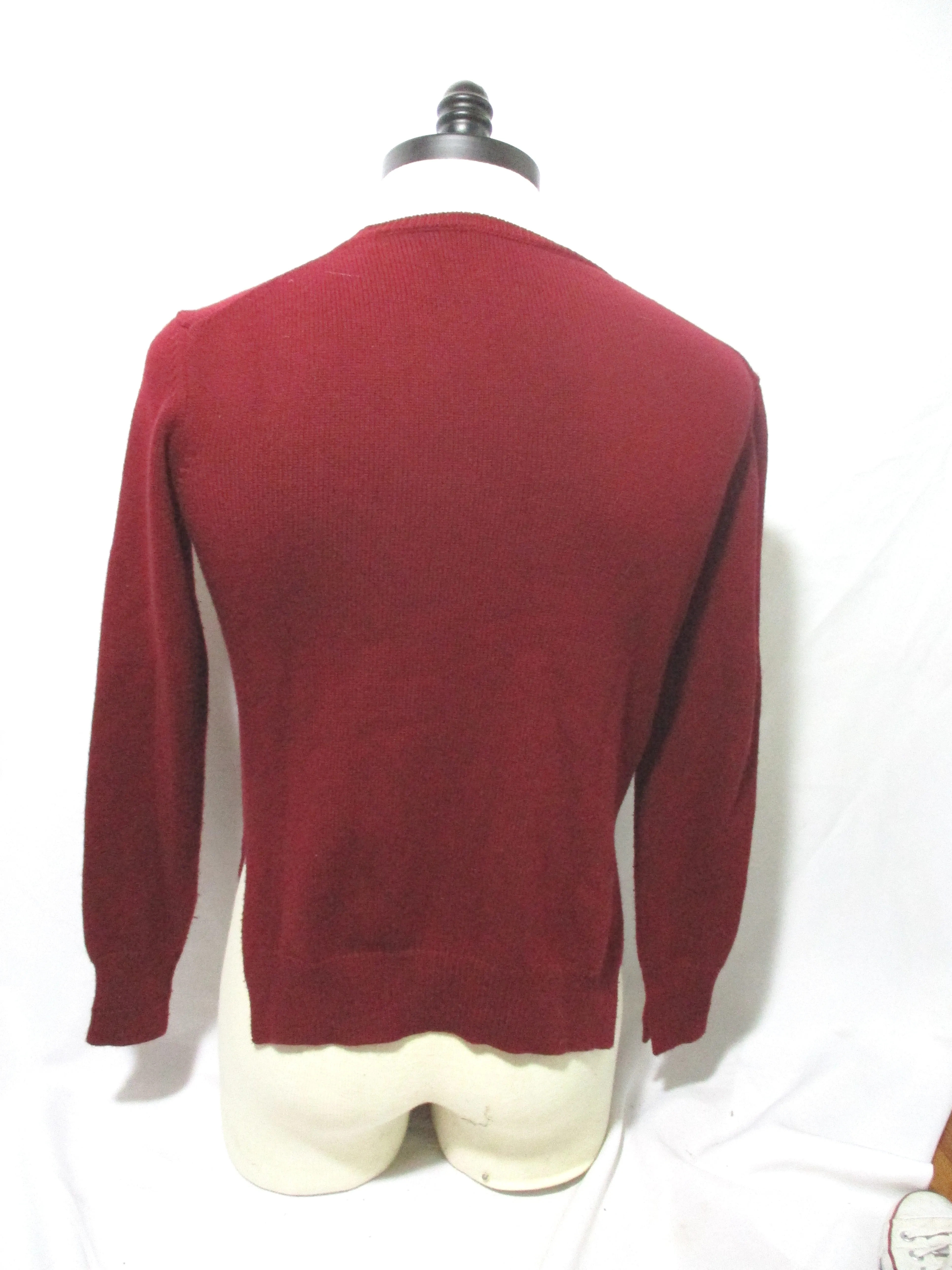 CELINE CASHMERE Sweater ARC TRIOMPHE BURGUNDY RED S Mens Jacket Crewneck