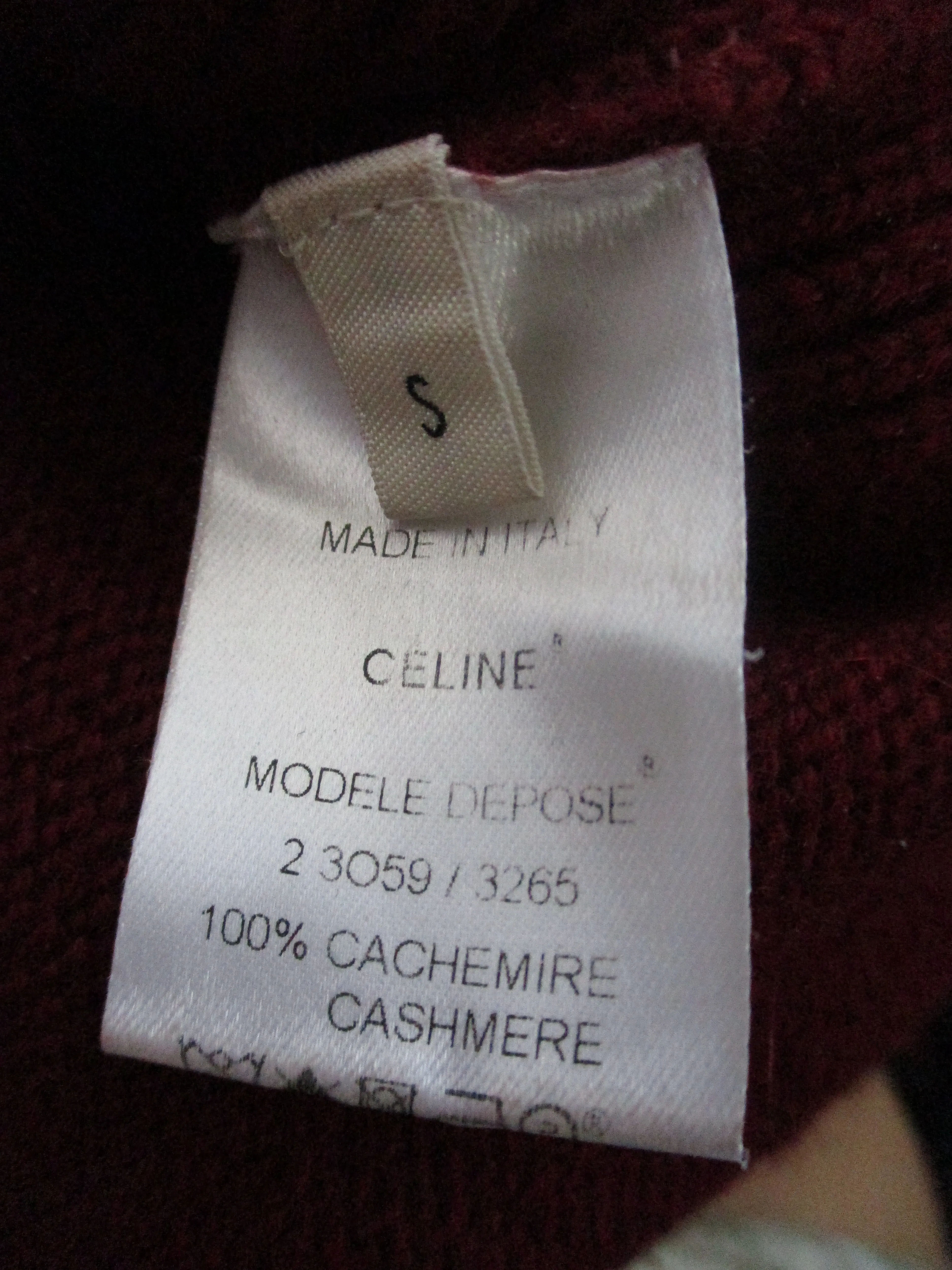 CELINE CASHMERE Sweater ARC TRIOMPHE BURGUNDY RED S Mens Jacket Crewneck